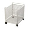 White Metal Mesh Book Storage，Bin Dual Side Handles Wheeled Organizer Cart