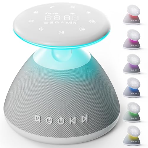 White Noise Sound Machine for Sleeping, 50 Non-Looping Soothing Sounds, 7 Color Night Light with Adjustable Brightness, Timer & Alarm Clock, Touch Screen Control for Baby, Kids, Adults, Home&Travel
