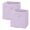 Whitmor Fabric Storage Cubes 2 Pack, Light Lavender Closet Organizer Bins with Handles, 10.5 x 10.5 x 11 Inch Non-Woven Storage Baskets for Shelves, Closet, Nursery, Bedroom, Office