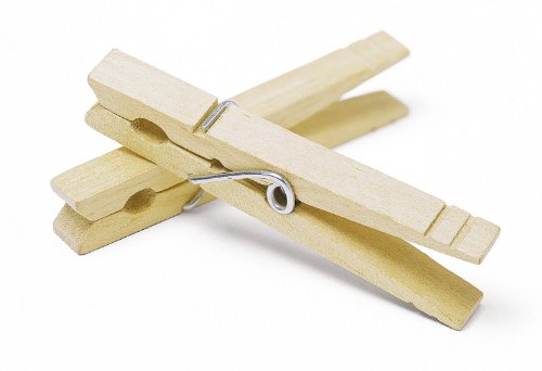 Whitmor Wooden Clothespins, 100 Pack Heavy Duty Natural Hardwood Clothes Pins with Rust Resistant Steel Springs, Reusable Laundry Clips for Clothesline, Crafts, Home Decor & Hanging Photos, Linen