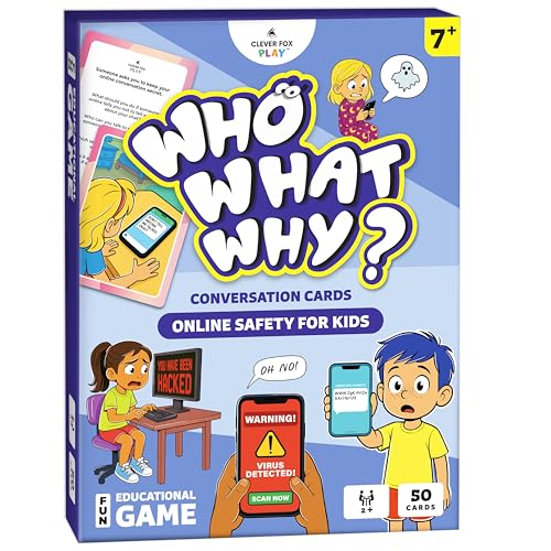 Who What Why Conversation Cards for Kids Online Safety – Cybersecurity & Digital Awareness Learning Game – Emotional Regulation Tool for Kids – Social Skills Activity & Speech Therapy Materials