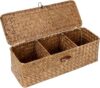 Wicker Storage Basket with Lid, 3 Compartments, 32x11x11cm