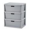 Wide 3 Drawer Cross-Weave Storage Tower, Gray