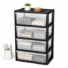 Wide 4 Drawer Plastic Storage Tower Organizer Clear Bins Bedroom