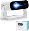 Wielio 2026 Smart Projector Android TV with WiFi 6 and Bluetooth 5.0 Built in 1000+ Apps 210 ANSI Portable Bedroom Mini Movie Projector Support 4K/1080P Auto Keystone & Zoom