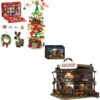 Wild West Saloon ＆ Advent Calendar 2025 Christmas Tree Building Set，2 Packs Building Blocks with LED Light for Home Decor, Ideal Gifts for Teen Boys Girls