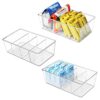 wilfox Pantry Organization, 3 Pack Clear Organizer Bins with Removable Dividers for Pantry, Kitchen, Fridge, Cabinet, Stackable Storage Bins for Snack, Pouches, Spice Packets