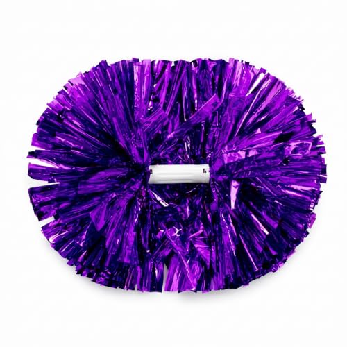 WILLBOND 1pcs Cheerleading Pom Poms Bulk Metallic Foil Cheerleader Pompoms with Baton Handle for Soccerball Basketball Cheering Squad Team 2026 Game Sports Dance Party Spirit (Purple)
