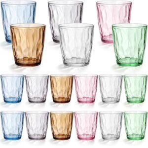Willinglong 18 Pcs Unbreakable Juice Glasses 10 Oz PC Plastic Stackable Drinking Glasses Heavy Duty Reusable Water Cups, Shatterproof Stackable Dishwasher Safe Tumblers for Daily Use Home Party
