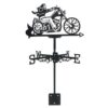 Wind Direction Motorcycle Decor, Iron Weather Vane with Bike Profile, Directional Letters and Mounting Base for Garden Yard Rooftop Placement Motorcycle Wind Vane Iron Weather Roof Garden Direction