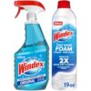 Windex Glass and Window Cleaner, Glass Routine Cleaning Bundle, Includes Original Blue 23oz Trigger Spray Bottle + 19oz Fast Shine Foam