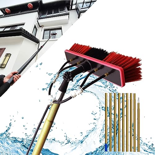 Window Cleaning Telescopic Cleaner Wash Brush Kit Adjustable Pole Length,Telescopic Window Cleaning Kit, 4m/13.1ft, Water-fed, Perfect for Outdoor Windows, Solar Panel Cleaning, High Reach,