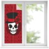 Window Privacy Film Frosted, Halloween Removable Glass Window Covering, Skull Head Red Roses Horror Street Art Decorative Privacy Windows Film for Bedroom, Living Room, 19.6 x 39.3 Inches