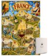 Wines of France Jigsaw Puzzle for Adults 1000 Pieces, French Wine Regions Map with Bordeaux, Burgundy & Champagne, Vintage Paris Travel Art, Wine Lover Gift, Poster & Magnetic Box