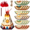 WinnerWhy 36 Pcs Native American Tee Pee Crafts Kits for Kids Make Your Own Teepee Crafts DIY Native American Month Tent Decoration Craft Kit Tee Pee DIY Craft School Culture Celebration Activities