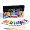 WINSONS Art Acrylic Paint Set, 12 x12ml Tubes Artist Quality Rich Pigments Colors With 3 Brushes Great for Beginners Artists Professional - Painting Canvas, Wood, Rock, Ceramic & Fabric