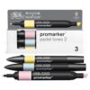 Winsor & Newton 0290188 ProMarker Set -Pastel shades 2, 3 layout markers in a set, with 2 points, fine and wide for drawings, design and layouts