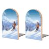 Winter Skiing Wooden Bookends for Shelves