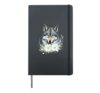 Winter Wolf Floral Wildlife Portrait Art Illustration Hardcover Journal, Black