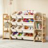 Wintline Toy Storage Organizer with 6 Tier Shelves & 12 Removable Bins, Kids Toy Bookcase Bookshelf, Multi-Purpose Playroom Bedroom Toy Bin Storage Cabinet, 52.3 Inch Wide