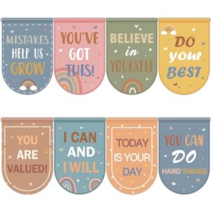 Wiooffen 8Pcs School Classroom Curtains Boho Rainbow Positive Affirmations Curtain Back to School Boho Classroom Decor Inspirational Valance Curtains for Window Daycare Primary Playroom Room Decor