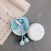 Wired Earbuds 3.5mm Jack Cat Paw Design with Storage Case Stereo Heavy Bass Built-in Mic Volume Control Cute Cat Claw Long Cord 1.2M In-Ear Headphones Blue