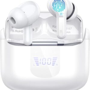 Wireless Earbuds, 2026 Bluetooth 5.4 Headphones NEW Ear Buds 40H Bass Stereo in-Ear Earphones ENC Noise Cancelling Earbuds with 4 HD Mic, USB-C LED Display IP7 Waterproof Sport Headset for Android iOS