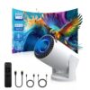 Wireless Mini Projector with WIFI 6 and 5G, 4K 1080P Support Portable Projector 180° Rotatable. 17"-140" Screen Video Projector. Compatible for Smartphone, Laptop, PC.