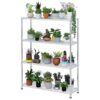 Wire Storage Shelve,4 Tier Adjustable Metal Shelving Unit without Wheels,Utility Shelving Unit Organizer,Heavy Duty Garage Shelving,Wire Rack for Kitchen Laundry Bathroom Pantry Closet Organizers﻿