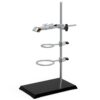 Wisamic Chemistry Laboratory Stand Set, with Support Stand (8.3"x5.5"), 2 Retort Rings (Dia. 2.0"/2.8"), Rod (Length 16") and Flask Clamp (Dia 1.77 inch)