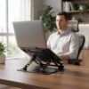 WISESWAN Portable Ergonomic Laptop Stand for Desk, Adjustable Height Foldable Aluminum Computer Riser, Compatible with MacBook Pro Air HP Dell Lenovo 10-17.3" Laptops, Silver