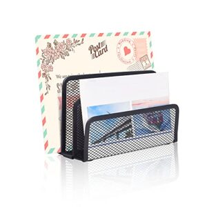 wishacc Desk Mail Organizer Small File Holders Letter Metal Mesh Document/Filing/Folders/Paper Organizer for Desktop
