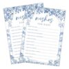 Wishes for Baby, Baby Shower Game, 25 Blue Toile Best Wishes Cards for Babies, Fun Gender Reveal Games for Boy or Girl, Gender Neutral Decorations Supplies-A12