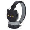 Wisoqu with Microphone, Wireless Bluetooth 5.0 OnEar Headset for Children, Foldable Stereo Headphones with Mic for School Travel, Safe Silicone Material, Wired/Wireless (Little Black cat)