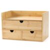 Wisuce Bamboo Desk Drawer Organizer, Desktop Organizer with Drawers Tabletop Storage Organization Box for Office Home Toiletries Supplies Vanity, No Assembly Required(1 with shelf-3 Drawers)