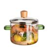 With Cover and Wooden Handle Glass Cookware for Pasta Noodle Soup(2300ml)