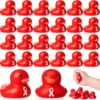 Wiwiqing 24 Pcs Red Ribbon Week Ducks Bulk Mini Squeeze Sensory Toys for Say No to Drug Awareness Campaign Parties Supplies Social Welfare Events Giveaway Memorial Charity Activities Event Supplies