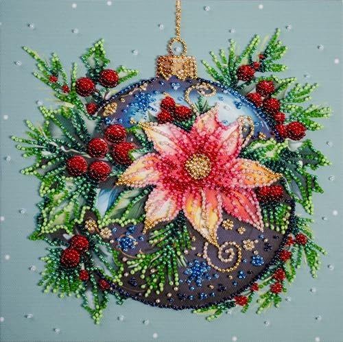 Wizardi Bead Embroidery kit - Christmas Glow. Colorful Beads, Beading Needles. DIY Kit. Embroidery for Beginners. Home Decor. AMB-113 Abris Art