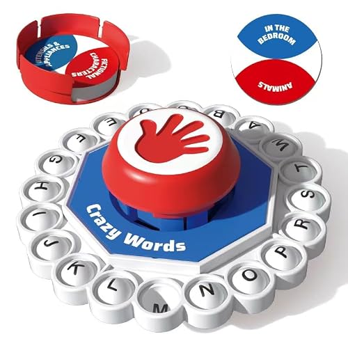 WJToric Fast Paced Word Board Game, Letter Press Vocabulary Game with Category Cards and Timer Button, Family Party Board Game for Teens and Adults, English Word Game for 2-8 Players, Red