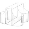 wkao Cutlery Holder and Napkin Holder, 5 Compartment Clear Organizer for Utensils and Condiment Bottles, Desktop Storage for Party, Picnic, Kitchen Countertop, Dining Table, Home and Kitchen Use