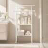 WKSPOO 3-Tier Metal Bathroom Storage Shelf, Floor-Standing Creative Shower Shelves, Toilet Home Use Shower Shelf for Towels, Bathroom Decor Display Shelves