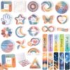 WNSIRVY 120 Pcs Sensory Stickers, 2 Textured Surfaces Calming Stickers, Reusable Fidget Strips for ADHD, Anxiety Relief Breathing Mindfulness Stickers for Office Classroom Desk