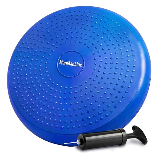 Wobble Cushion Balance Disc, Extra Thick Sensory Pad for Kids & Adults, Flexible Seating Core Strength Trainer for Posture Correction, Desk, Yoga & Stability Workout with Pump