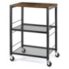 WODHAZNC 3 Tier Rolling Cart, Kitchen Carts Wheels with Storage and Steel Frame, Multifunctional Utility Bathroom
