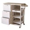 WODHAZNC Kitchen Island Cart, Bar&Serving Rolling Wheels Utility Storage Trolley with 3-Tier Wine Rack