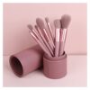 WODHAZNC Makeup Brush Set PU Bucket Organizer Soft Wood Handle Loose Concealer Full