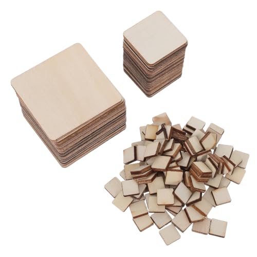 WOFASHPURET 200pcs Unfinished Wood Squares for DIY Crafts and 3D Greeting Cards, Consistent Thickness Rustic Wooden Square Pieces Easy Storage, Beige Wood Cutouts for Painting and Home