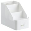 WOFASHPURET Large Capacity White Desktop Drawer Organizer with Compartments for Stationery Storage and Classification, Smooth Edges, Sturdy Ps Material, for Office Workers and Teachers