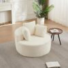 Wofunlux 43" Curved Long-Pile Corduroy Fashion Chaise Lounge, Comfort Sofa Bed with Bouncy Spring cores, Modern Elegant Deep-Seat Couch for Home Resting nooks, Beige