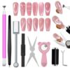 WOKOTO 8PCS Complete Cat Eye Nail Magnet Tool Set, Cute Bear Dual-End Magnet Pen, Multi-Function Nail Magnets with Y-Shape Heart & X-Shape French Mold Plates for DIY Magnetic Gel Nail Art